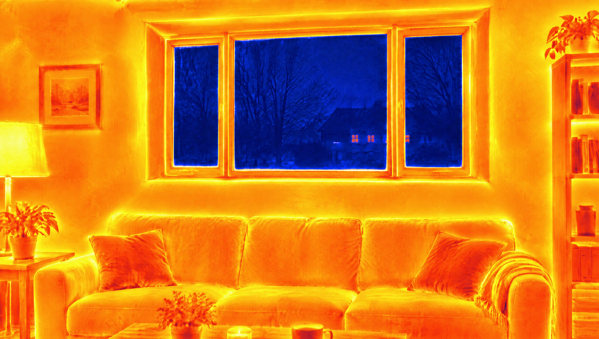 Thermal view of the same window after sealing