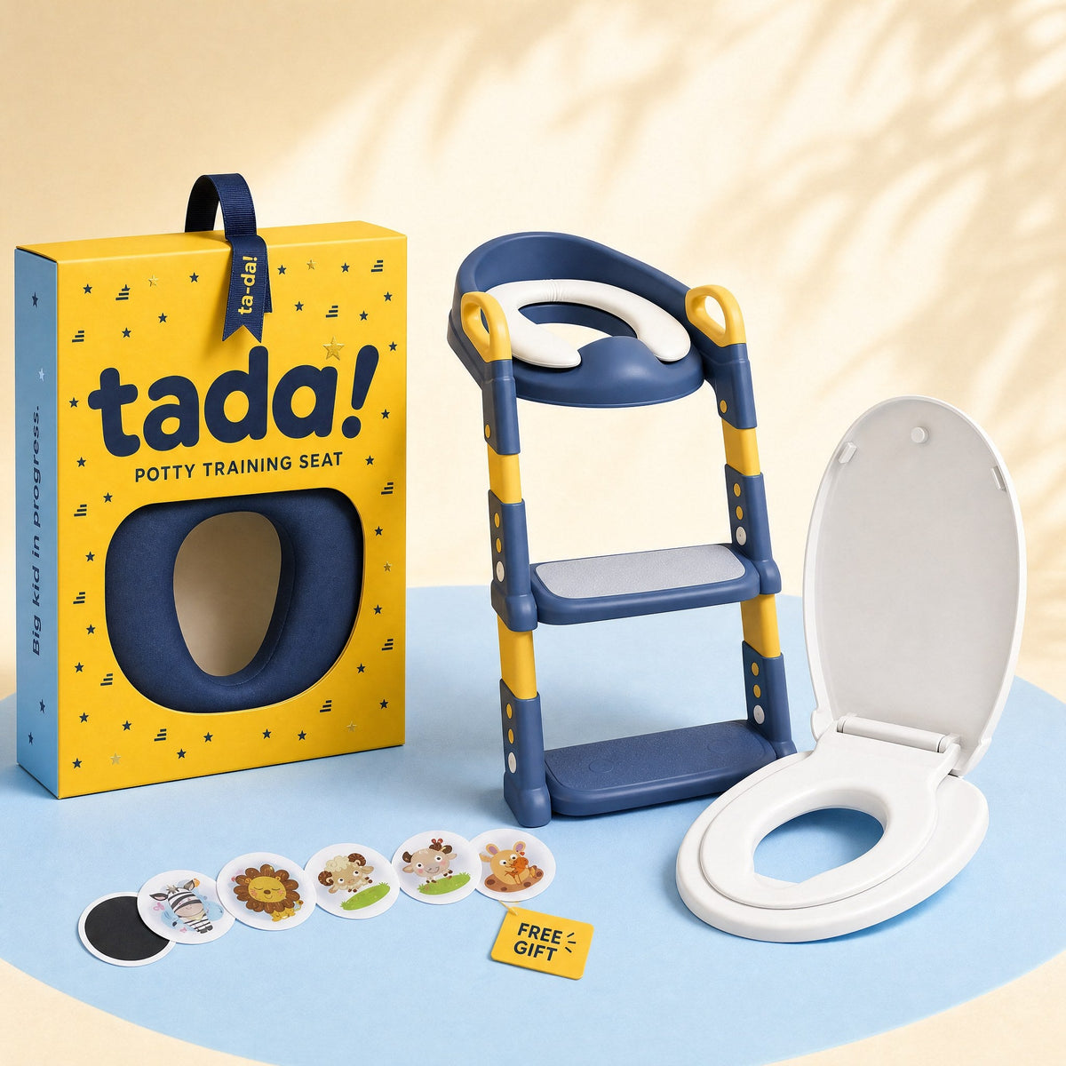 tada! potty training seats with the tada! box and free magic potty targets