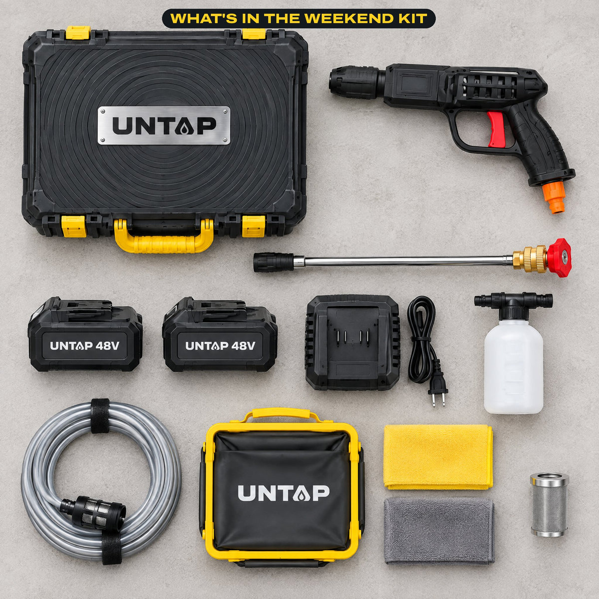 Everything in the UNTAP Weekend Kit laid out