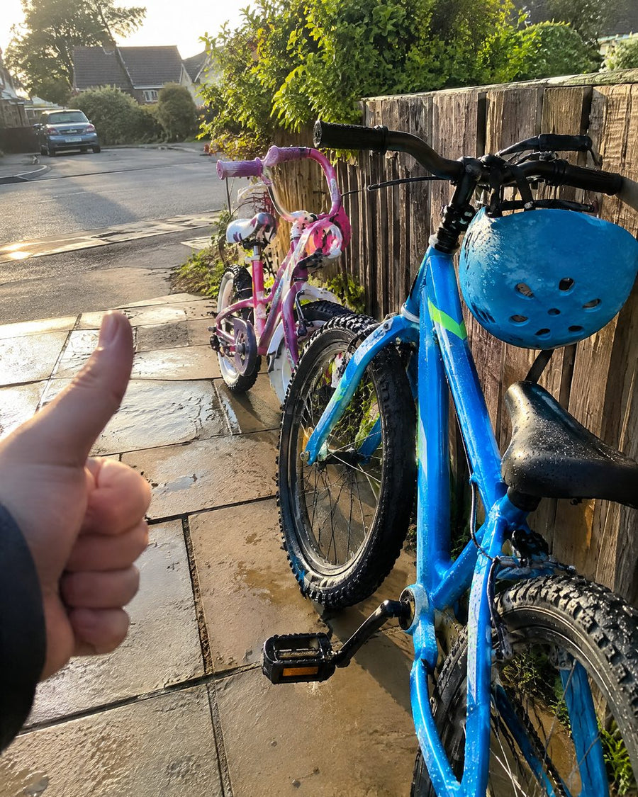 The bikes go back in the shed spotless.