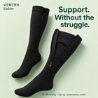 Ventra ZipEase Classic Black compression socks, side zipper and soft protective lining