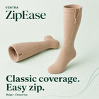 Classic Beige, Ventra ZipEase zip-up compression socks