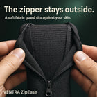 Soft inner zipper guard detail