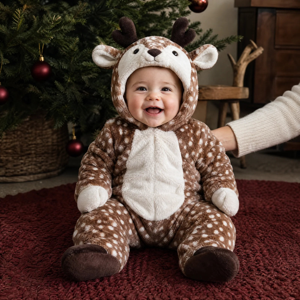 Baby wearing Little Reindeer for holiday photos