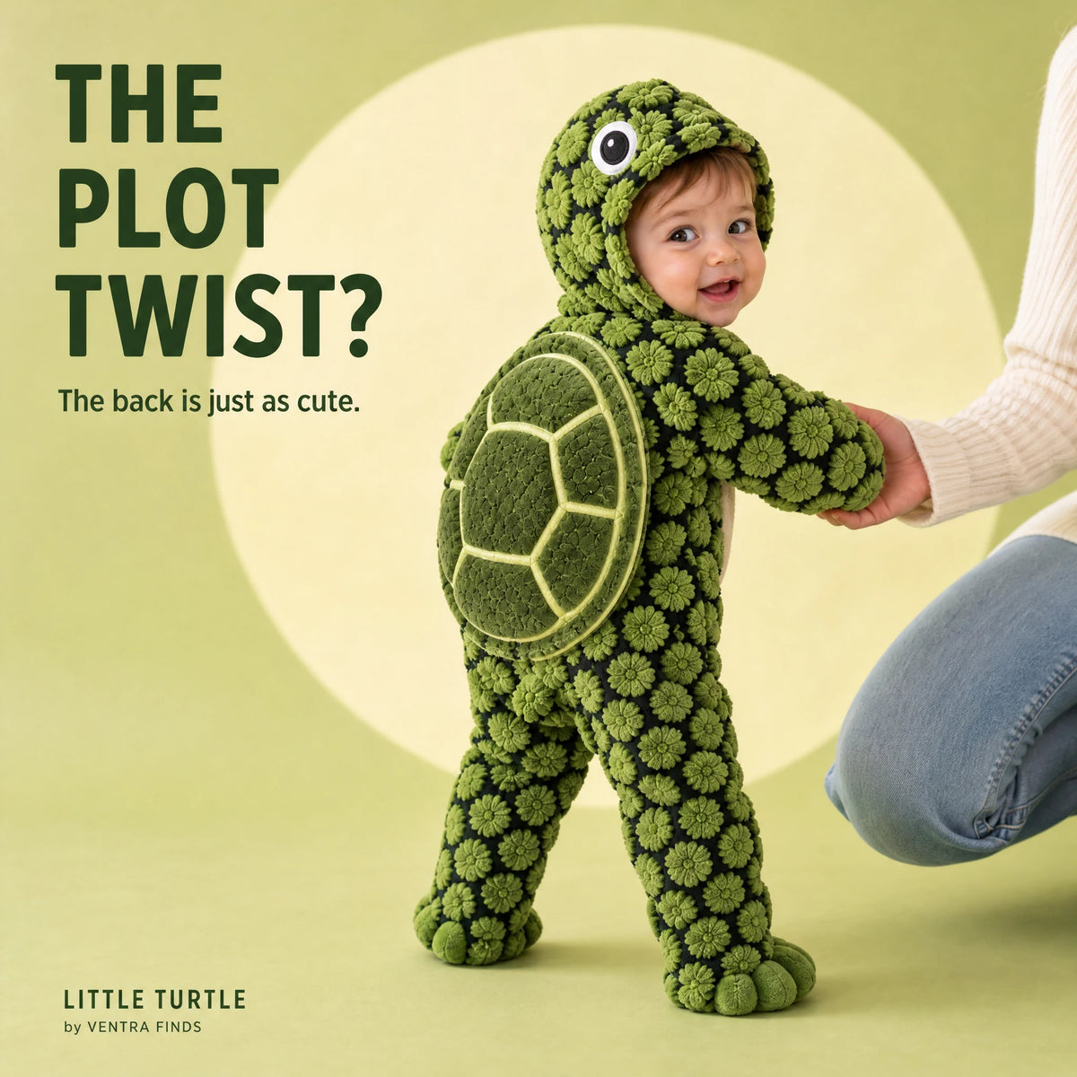 Rear view of the Little Turtle plush shell