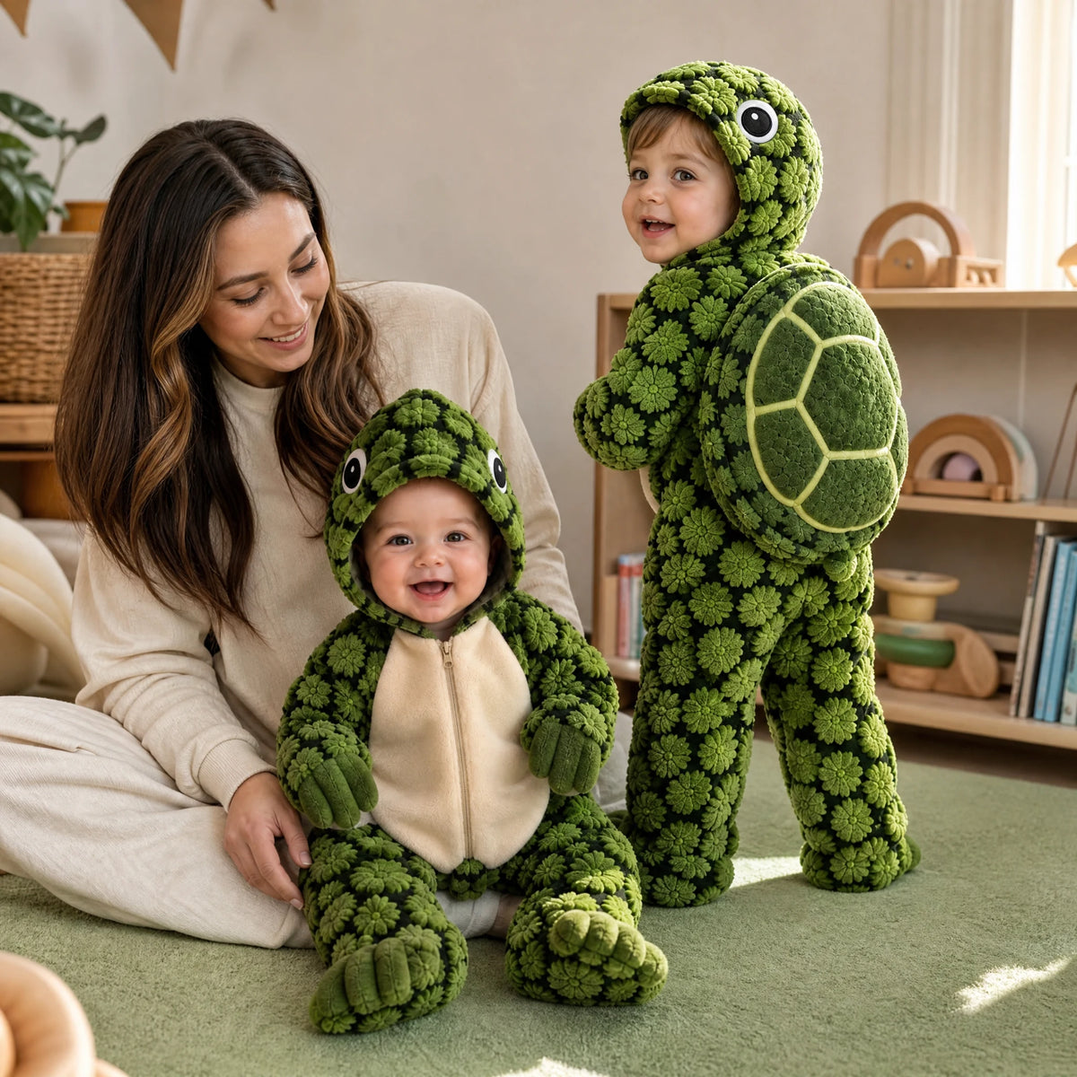 Two Little Turtle onesies in the mix-and-match set