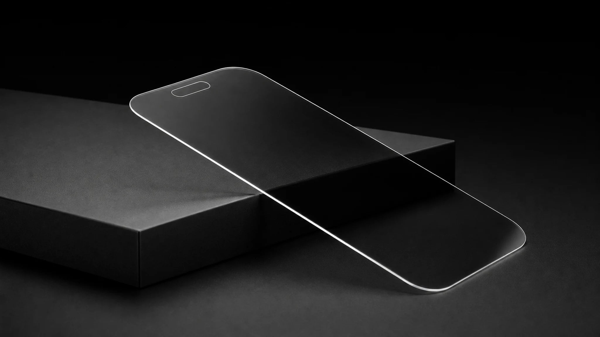 Transparent Luma Screen glass protector with a polished edge above a natural-color display